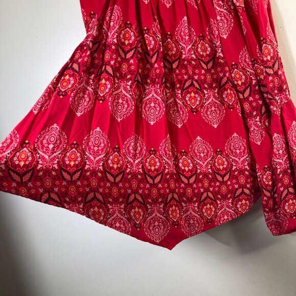 New Directions Off Shoulder Floral Boho Tunic Bell Sleeve L Rayon - Picture 7 of 9